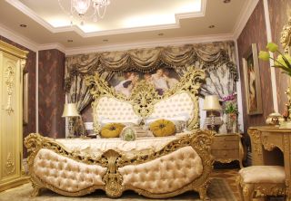 古典欧式风格别墅建筑卧室装修效果图片