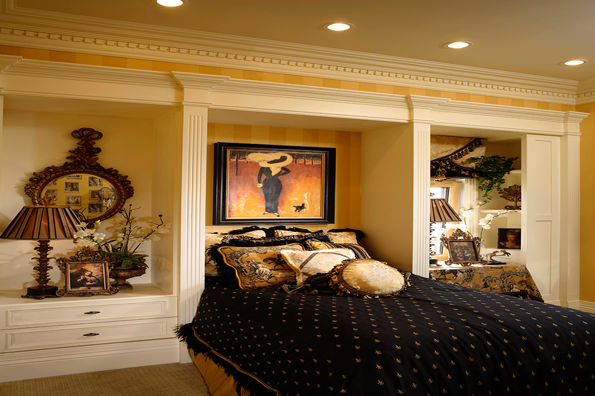 美式古典风格卧室背景墙装饰装修效果图片