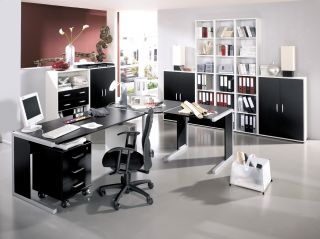 黑白风格小型办公室装潢效果图大全