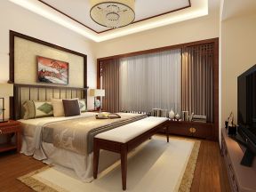 中式空间元素设计 卧室飘窗设计效果图