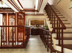 中式空间元素设计 室内楼梯扶手装修效果图