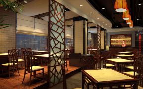 中式空间元素餐厅隔断设计装修效果图