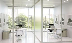 现代办公室玻璃墙效果图展示