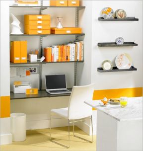 温馨简单办公室书柜室内装饰设计效果图