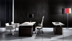 现代简约黑白风格老总办公室装饰图片 