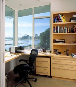 简单办公室书柜室内设计装饰效果图片