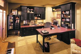 简约家庭办公室书柜装饰设计效果图片