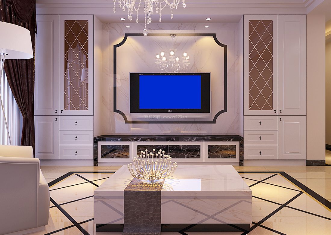 欧式时尚家装客厅电视背景装修效果图片