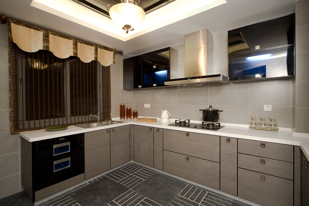 新中式风格厨房橱柜设计装修图片