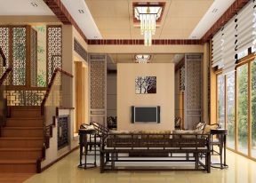 新中式家具元素 豪华别墅装修图片