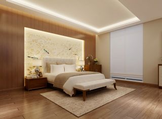 中式风格简约卧室壁纸装修效果图