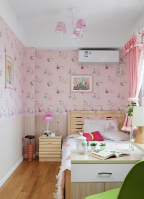 30平米儿童房 粉色窗帘装修效果图片