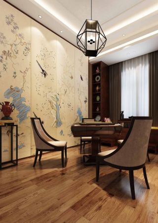 中式室内别墅设计家庭休闲区灯具效果图片