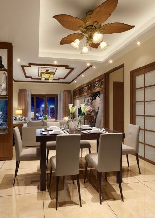 中式家装餐厅灯具装修效果图