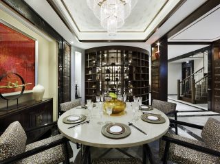 中式别墅餐厅设计灯具装修效果图