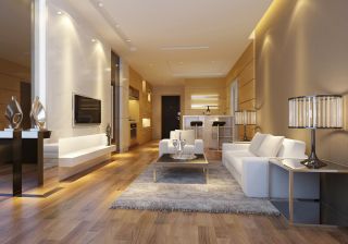 2023现代小户型客厅原木地板装修效果图片