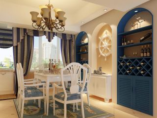 地中海80平米餐厅布艺窗帘装修效果图片
