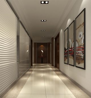 现代简约风格办公室走廊墙面设计效果图片
