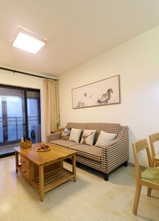 日式田园风格小客厅布艺沙发装修效果图片