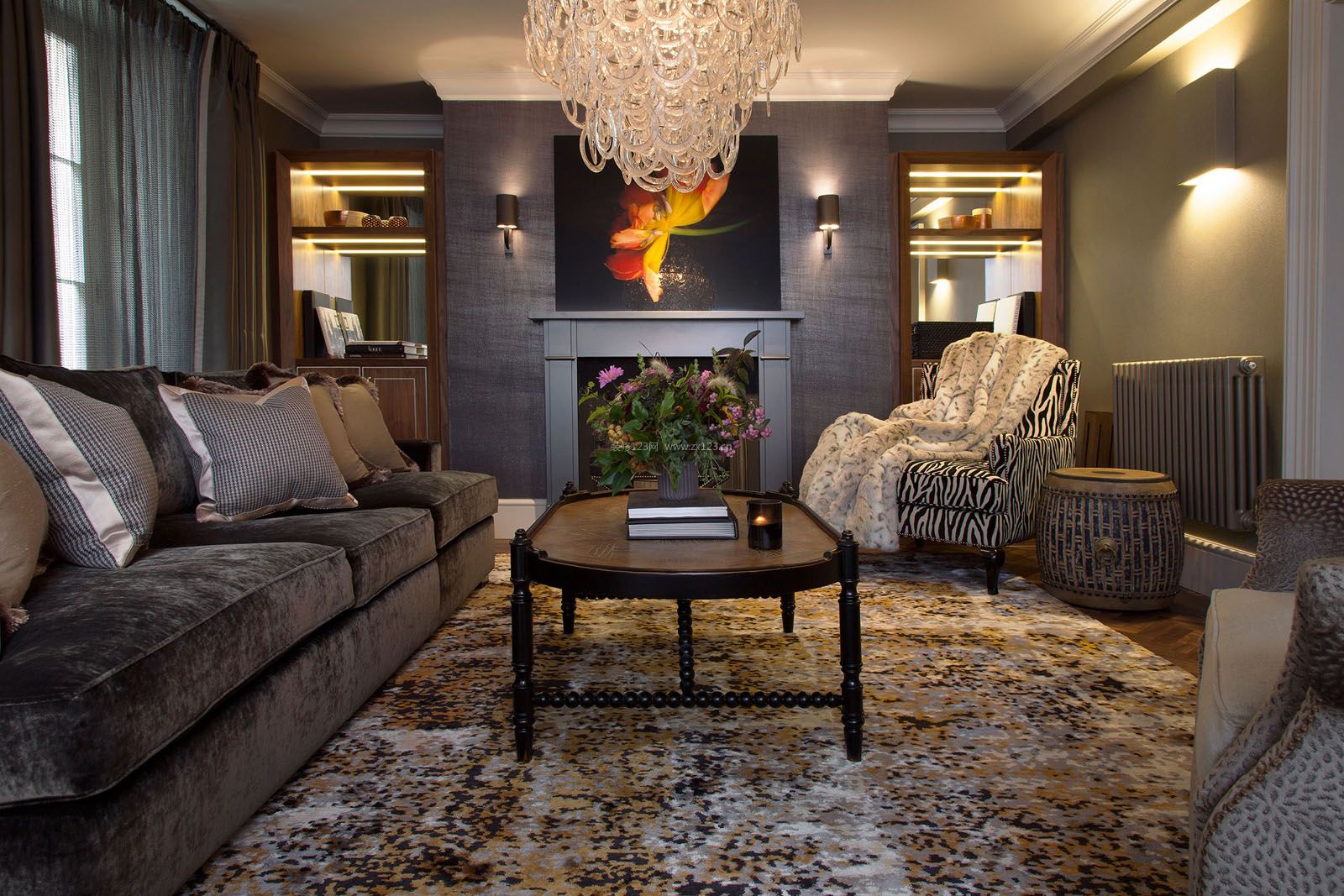 美式风格家装设计 客厅地毯图片
