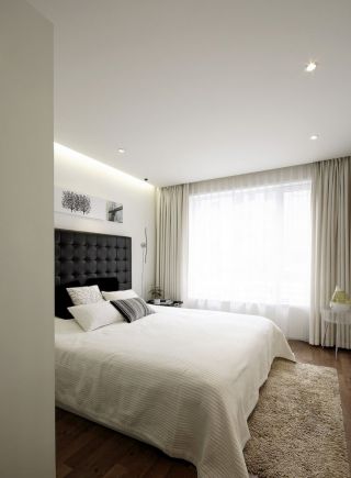 2023现代20平米小户型卧室白色窗帘装修效果图片