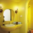 地中海风格家庭卫生间黄色墙面装修效果图片