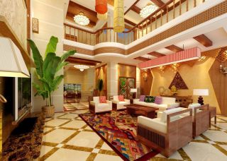 5万东南亚风格复式别墅室内设计图片