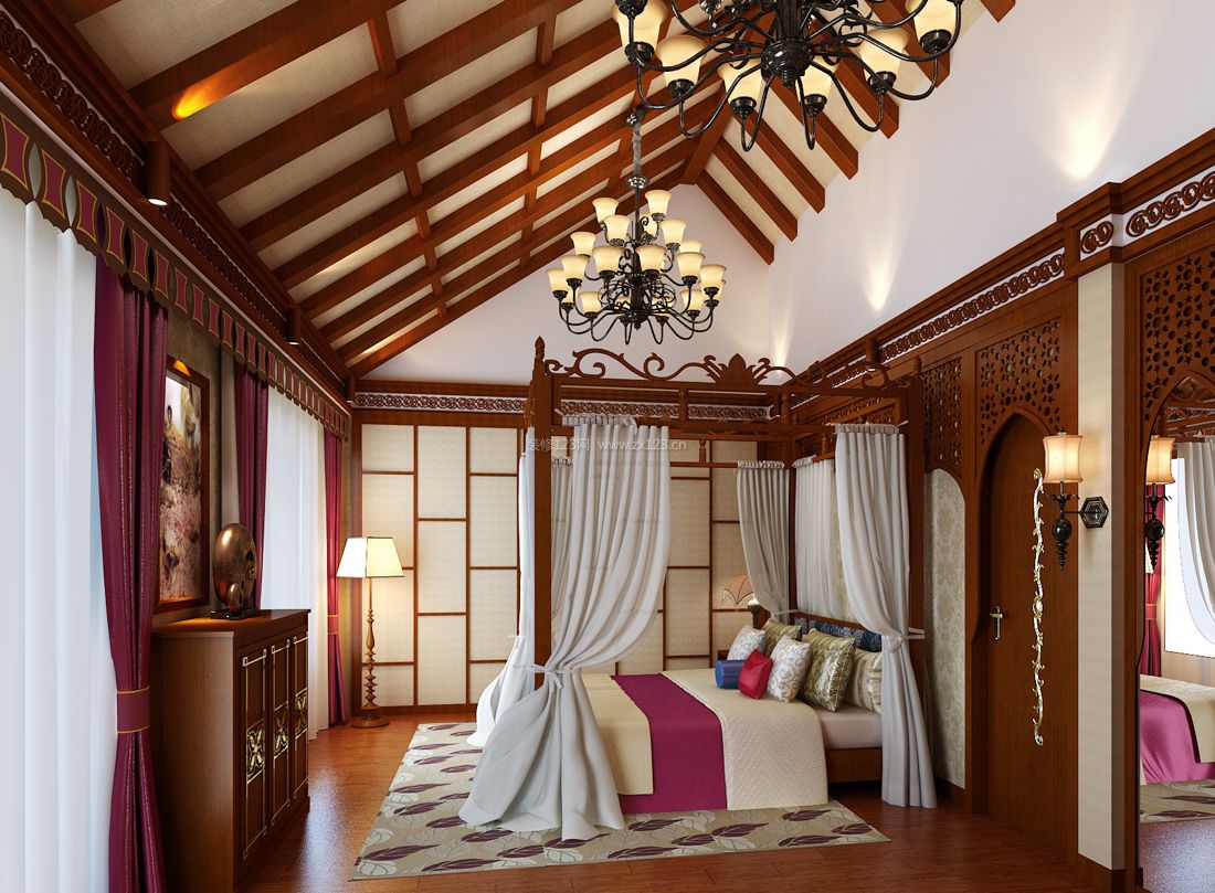 东南亚风格样板间卧室设计图