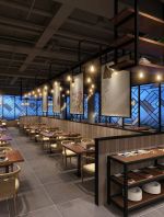 新中式火锅店灰色地砖装修效果图片