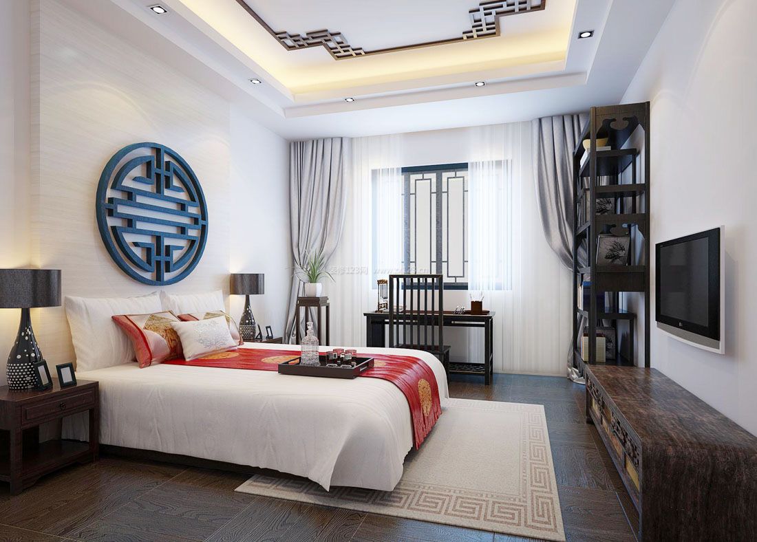 中式家居卧室吊顶装饰效果图