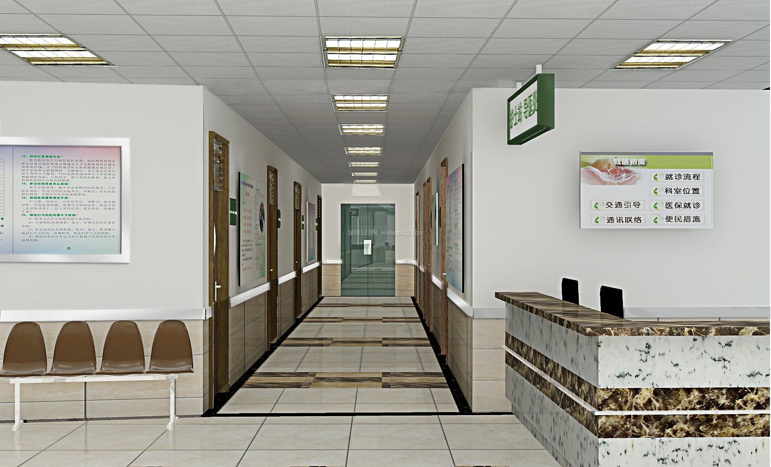 医院大厅简单走廊吊顶装修效果图片