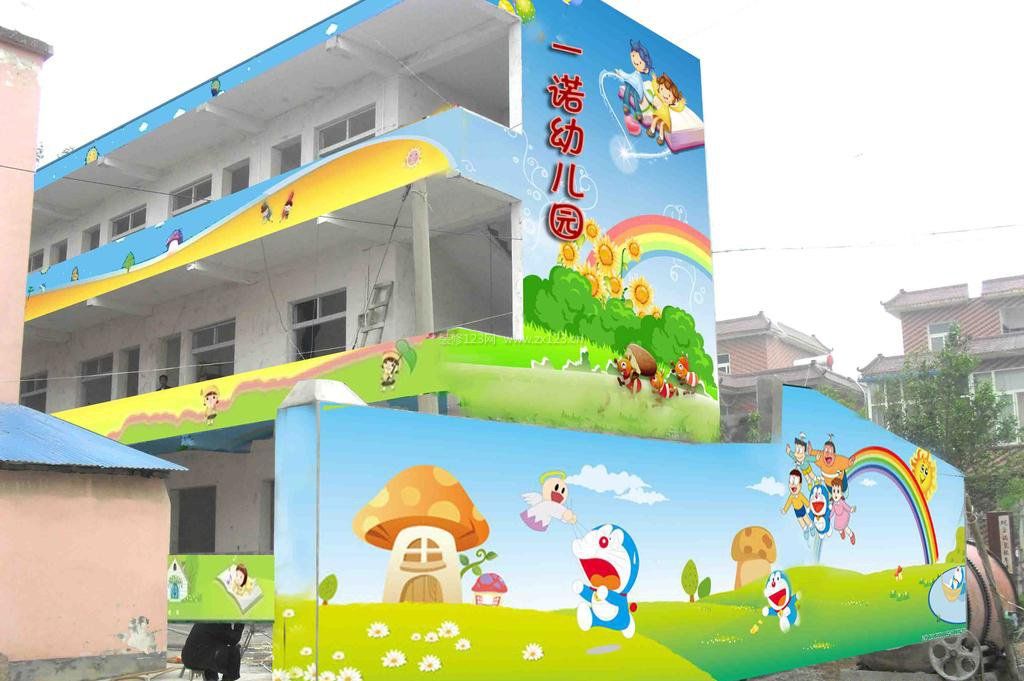 简约现代幼儿园外墙设计装修效果图片