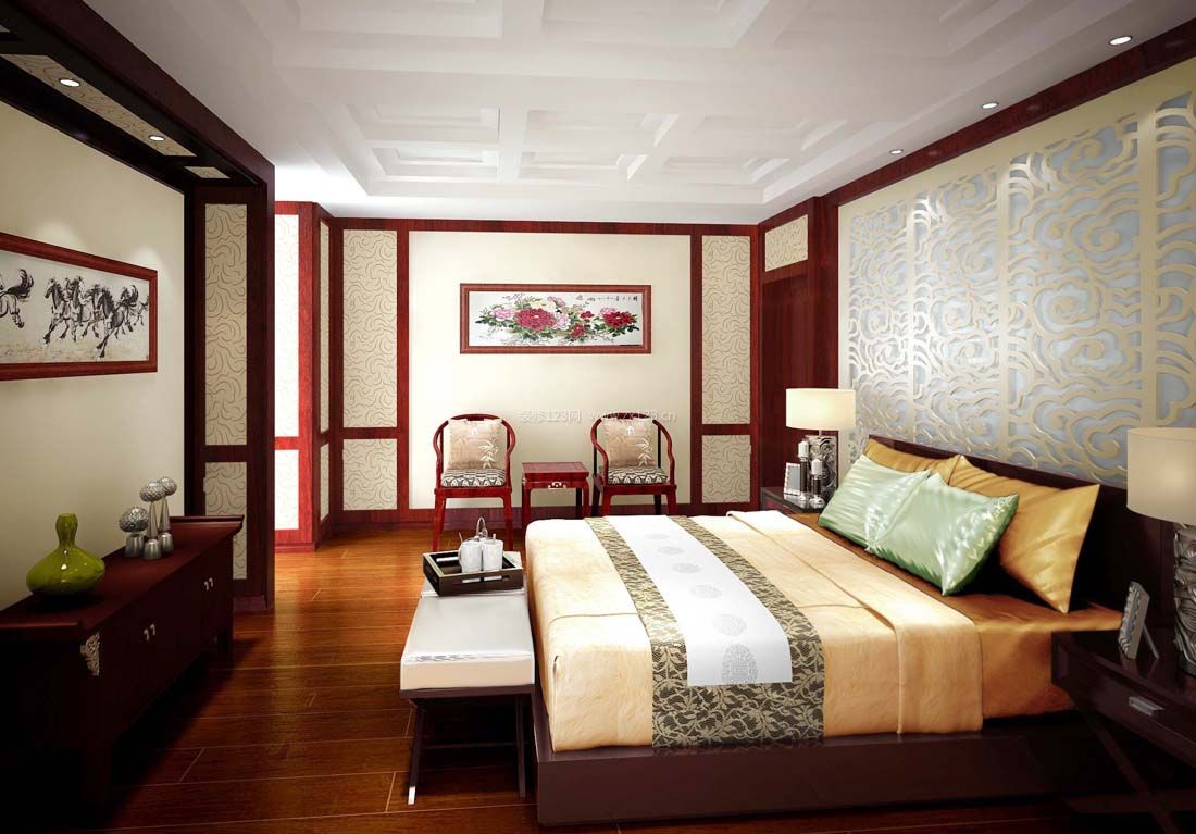 中式建筑简约家居卧室设计元素装修图片