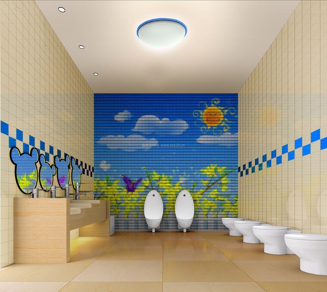 幼儿园卫生间创意背景墙设计效果图