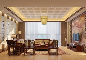 中式建筑设计元素 大客厅装修效果图片