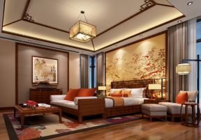 中式建筑设计元素 别墅卧室装修效果图