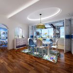 地中海风格别墅开放式厨房餐厅装修效果图片