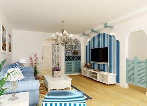 地中海风格装修效果 小户型客厅电视背景墙