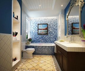 地中海卫浴 砖砌浴缸装修效果图片