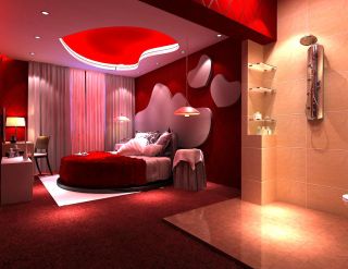 最新新房卧室红色地毯装修效果图