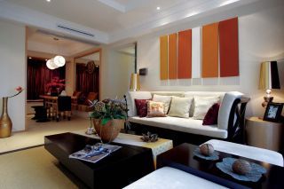 东南亚风格客厅沙发背景墙装饰装修效果图