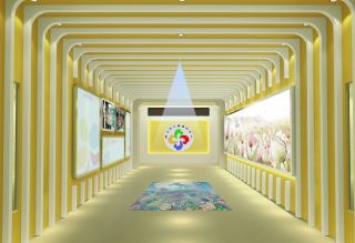 现代时尚简约风格幼儿园走廊效果图2023