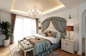 现代地中海风格卧室床缦装修效果图片