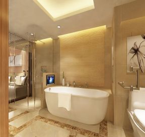 宾馆整体卫生间 白色浴缸装修效果图片