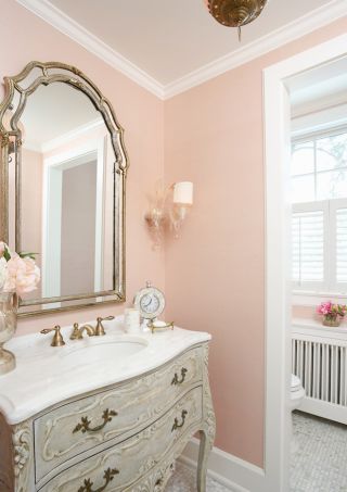 欧式14平米卫生间粉色墙面装潢装修效果图片