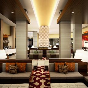 现代设计风格宾馆大厅装修效果图片
