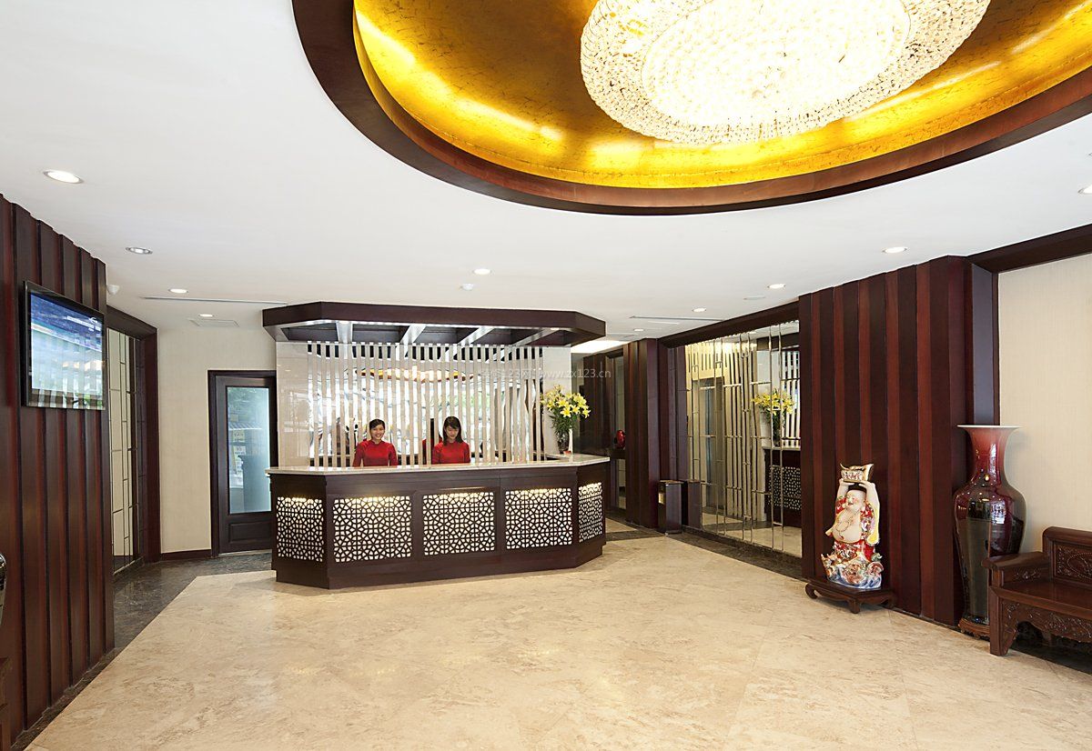新中式风格宾馆服务台装修效果图片
