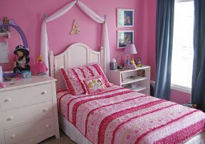 女孩儿童房装修效果图 单人床装修效果图片