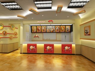 连锁快餐店室内收银台装修图片