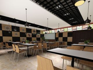 最新快餐店室内吊顶设计装修效果图片